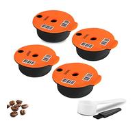 RECAFIMIL Lot de 4 capsules de café réutilisables en plastique PP compatibles avec la machine à café Bosch Tassimo (60 + 180 + 200 + 220 ml)