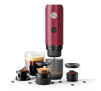 RECAFIMIL Machine à café portable 3 en 1, machine à expresso portable 19 bars avec chauffage automatique, compatible avec les capsules NS et DG et le café moulu pour le camping et les voyages (rouge)