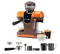 RECAFIMIL Machine Expresso avec Moulin, 19 Bar, Porte-Filtre 58mm, Orange | NTC & PID,format compact pour maison et bureau, réservoir de 800 ml, écran tactile, buse vapeur pour cappuccino & latte