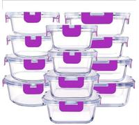 Recamania 12 Boîtes de Conservation en Verre et 12 Couvercles Hermétiques | 330 à 1050 ml ; formes rondes, carrées et rectangulaires ; pour conserver les aliments et préparer les repas