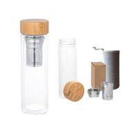 Recamania Bouteille isotherme avec filtre pour thé et infusions 500 ml en verre double - Convient pour l'eau