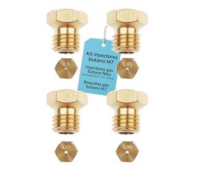 RECAMBIOS DREYMA Kit d'injecteurs gaz butane M7 4 unités compatible avec Teka Balay Beko conversion LPG buses laiton calibres 0,65 0,70 0,87 0,90 0,96 filetage M7 réglage flamme cuisine plan de