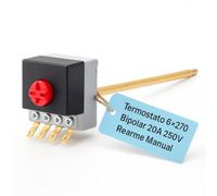 RECAMBIOS DREYMA Thermostat bipolaire tige 6 x 270 mm pour chauffe-eau électrique compatible avec Fagor Edesa Cointra Zanussi Electrolux Corberó 20 A 250 V 15 A 400 V Réarmement Sécurité Haute