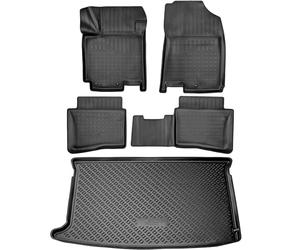 RECAMBO Ensemble de tapis de sol et tapis de coffre en caoutchouc pour Hyundai i20 II Type GB à partir de 2014 100 % sur mesure Tapis de sol et tapis de coffre en TPE antidérapant de qualité