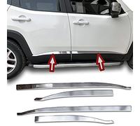 Recambo Lot de 4 baguettes de porte en acier inoxydable chromé compatibles avec Jeep Renegade à partir de 2014