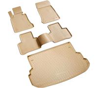 RECAMBO Lot de Tapis en Caoutchouc et bac de Coffre, adaptés pour Mercedes Classe GLK, X204, année de Construction 2008-2015, 100% sur Mesure, en TPE antidérapant, Beige