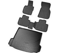 RECAMBO Lot de tapis en caoutchouc et bac de coffre pour BMW X3 | G01, F97 | à partir de 2017> - Tapis de sol et tapis de coffre 100 % sur mesure en TPE antidérapant de qualité supérieure - Noir