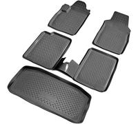 RECAMBO Lot de tapis en caoutchouc et bac de coffre pour Fiat Panda II | 169 | 2003-2012 - Tapis de sol et tapis de coffre 100 % sur mesure en TPE antidérapant de qualité supérieure - Noir