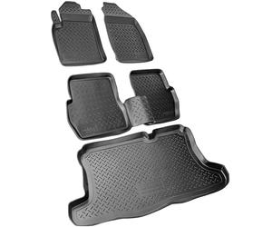 Recambo Lot de tapis en caoutchouc et bac de coffre pour Ford Fusion | année de construction 2002-2012 Tapis de sol et tapis de coffre 100 % sur mesure en TPE antidérapant de qualité supérieure