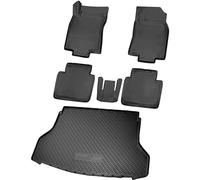 RECAMBO Lot de Tapis en Caoutchouc et bac de Coffre pour Nissan X-Trail, T32, Plancher de Chargement Haut | À partir de 2014 - Tapis de Sol et Tapis de Coffre 100% sur Mesure en TPE antidérapant de