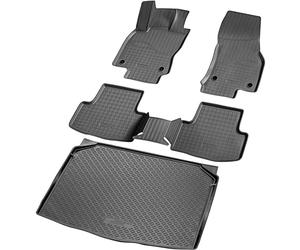 RECAMBO Lot de tapis en caoutchouc et bac de coffre pour Skoda Karoq avec système VarioFlex - À partir de 2017 - Tapis de sol et tapis de coffre 100 % sur mesure en TPE antidérapant de qualité