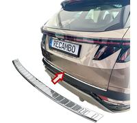Recambo Protection de seuil de chargement en acier inoxydable chromé Compatible avec Hyundai Tucson | Type NX4 | Année de construction à partir de 2020> V2A poli brillant