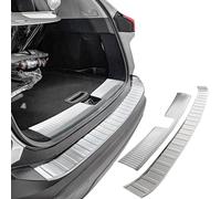 RECAMBO Protection de seuil de chargement en acier inoxydable - Convient pour Nissan X-Trail | T33 | BJ à partir de 2021> Lot de 2 pièces, aspect brossé, pour pare-chocs intérieur et extérieur, avec