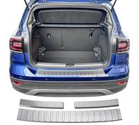 RECAMBO Protection de seuil de chargement en acier inoxydable - Convient pour VW T-Cross | C11 | année de construction à partir de 2018, lot de 2 pièces, aspect brossé, pour pare-chocs intérieur et
