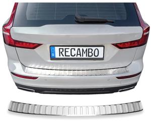 RECAMBO Protection de seuil de chargement en acier inoxydable poli brillant, aspect chromé Compatible avec Volvo V60 2 Année de construction à partir de 2018 Style et protection pour les