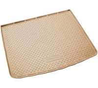 Recambo Tapis Coffre Voiture en caoutchouc de qualité supérieure pour VW Touareg II, 7P 2010-2018 - 2 zones - Beige - Ajustement parfait avec bordure