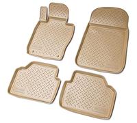 Recambo Tapis de sol en caoutchouc 3D compatible avec BMW Série 3 E90 E91 Berline Touring année de construction 2005-2012 | Tapis de voiture en caoutchouc | Ajustement parfait | Avec rebord | Beige