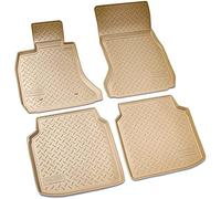 Recambo Tapis de sol en caoutchouc 3D compatible avec BMW Série 7 F02 Long | Années de construction 2008-2015 | Tapis de voiture en caoutchouc | Ajustement parfait | Avec rebord | Beige