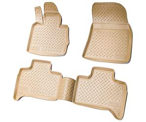 Recambo Tapis de sol en caoutchouc 3D compatible avec BMW X5 E53 | année de construction 1999-2006 | Tapis de voiture | Ajustement parfait | avec bord | Beige