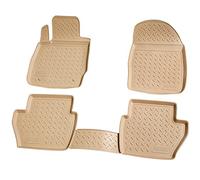 Recambo Tapis de Sol en Caoutchouc 3D Compatible avec Ford Fiesta VI | 2008-2017 | Type JA8 | Tapis de Voiture en Caoutchouc | Ajustement Parfait | avec Bordure | Beige
