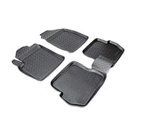 Recambo Tapis de sol en caoutchouc 3D compatible avec Ford Fusion JU2 | année de construction 2002 2012 | Tapis de voiture en caoutchouc | Ajustement parfait | avec rebord | Noir