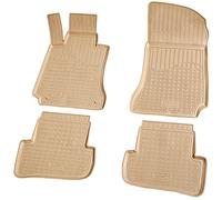 Recambo Tapis de Sol en Caoutchouc 3D Compatible avec Mercedes Classe C | W204 | S204 | 2007-2014 | Tapis de Voiture en Caoutchouc | Ajustement Parfait | avec Bordure | Beige