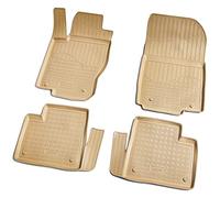 Recambo Tapis de sol en caoutchouc 3D compatible avec Mercedes L/GLS X166 | année de construction à partir de 2012> | Tapis de voiture en caoutchouc | Ajustement parfait | Avec bordure | Beige