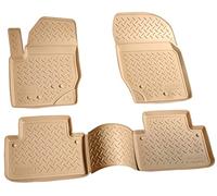 Recambo Tapis de Sol en Caoutchouc 3D Compatible avec Volvo XC90 I | année de Construction 2002-2014 | Tapis de Voiture en Caoutchouc | Ajustement Parfait | avec Bordure | Beige