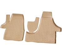Recambo Tapis de sol en caoutchouc 3D compatible avec VW T5 / T6 | à partir de 2003 | Tapis de voiture en caoutchouc | Ajustement parfait | Avec bordure | Beige | Avant