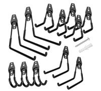 RECAPS Lot de 12 crochets muraux pour garage | Crochets doubles robustes | Rangement peu encombrant pour outils, vélos, équipements de sport
