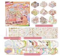 Reccisokz 50 PièCes 3d Autocollant,Miniatures Maison De La ScèNe Cozy Stickers Avec Pince, Bricolage CréAtif,Anti-Stress En Relief Pour Adultes Et Enfants