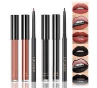 Reccisokz 6 PièCes 3 En 1 Rouges à LèVres Noirs Mats,Crayon à LèVres Noir,Longue DuréE Maquillage,Haute Pigmentation,RéSistant à L'Eau,Tenue 24 Heures