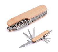 Reccisokz Couteau Suisse Multifonction de Randonnée 9.5*2.5*1.5CM - Swiss Army Knife Multitool 11 Fonctions - Couleur du Bois