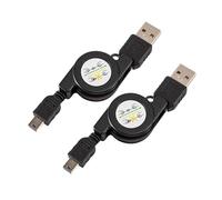 RecDec Lot de 2 mini câbles USB rétractables USB 2.0 de type A mâle vers mini B pour appareil photo numérique, caméra embarquée, lecteur MP3, Garmin Nuvi, récepteur GPS, haut-parleur, casque de voyage