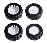 RecDec Lot de 4 mini roues de rechange pour moteur à engrenages Micro N20 - Tige de 3 mm - Trou en D - Roue en caoutchouc pour moteur à engrenage à vitesse lente - Moteur N20 - Robot RC - Voiture
