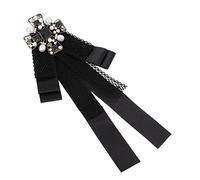 Receive Flowers Rustic Brooches for Women Collar Clips Neck Rhinestone Pearl Brooch Retro Decor Vintage Accessories Blouse Bow Tie Lace Black