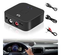 Récepteur Bluetooth 5.0 NFC Leikurvo, Adaptateur Audio Sans Fil HiFi Noir, Adaptateur Audio Bluetooth pour Chaîne Stéréo, Compatible avec Prise AUX RCA 3,5 mm