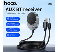 Récepteur Bluetooth Voiture HOCO E150 Liantu avec Câble Intégré - Gris Plomb
