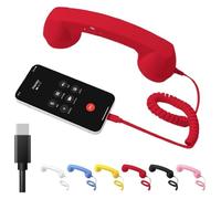 Récepteur de téléphone portable rétro de type C, combiné de téléphone Bluetooth pour téléphone portable, récepteur de téléphone portable filaire vintage avec microphone (rouge)