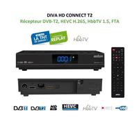 Récepteur Décodeur DVB-T2, HEVC H.265, HbbTV 1.5, FTA TNT ASTON DIVA HD CONNECT T2 - Enregistrement & Médiaplayer via USB