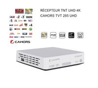Récepteur Décodeur TNT UHD 4K Tuner Cahors TVT 285 UHD - PVR Ready, Free To Air, Fonction Time Shift, Lecteur Multimédia
