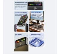 Récepteur-émetteur audio NFC Bluetooth 5.3 avec éclairage RGB, USB et entrée auxiliaire 3,5 mm.