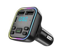 Récepteur MP3 de Voiture, Transmetteur FM sans Fil 5.0 de lumières colorées avec Double Chargeur USB, Appel Mains Libres Type-C PD 20W et QC 3.0, Lecteur MP3 pour Prise de Disque U