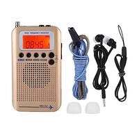 Récepteur Radio de Voyage Portable ZenithAur, Multi-Bande AIR FM AM CB SW VHF, Radio portative avec Batterie Rechargeable et Fonction d'alarme (Or)