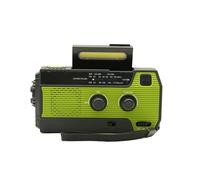 Récepteur radio multifonction avec manivelle solaire,radio météo,lampe de poche d'urgence,batterie externe,mise à niveau,USB,FM,AM,NOAA,WB,4000mAh - Type 4000mAh Green