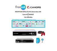 Récepteur Satellite HD - CAHORS - Veox 2VA - Carte HD FRANSAT - Clé USB 64Go - PVR Ready