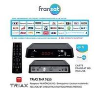 Récepteur satellite numérique hd / enregistreur / lecteur multimédia fransat triax thr 7620 - carte fransat hd incluse G