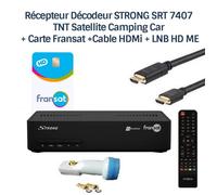 Récepteur STRONG SRT 7407 - Décodeur TNT Satellite Camping Car + Carte Fransat +Cable HDMi + LNB HD ME