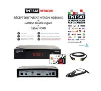 RECEPTEUR TNTSAT HITACHI HDB981E + Cordon Allume Cigare pour camping car + CABLE HDMI + Carte TNTSAT