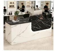 Réception avec tiroir de comptoir à bande lumineuse DEL pour bureau, comptoir de réception avec rangement, compteurs de caisses pour bureau, hall de vente au détail, salon de beauté, D gauche, 119 x